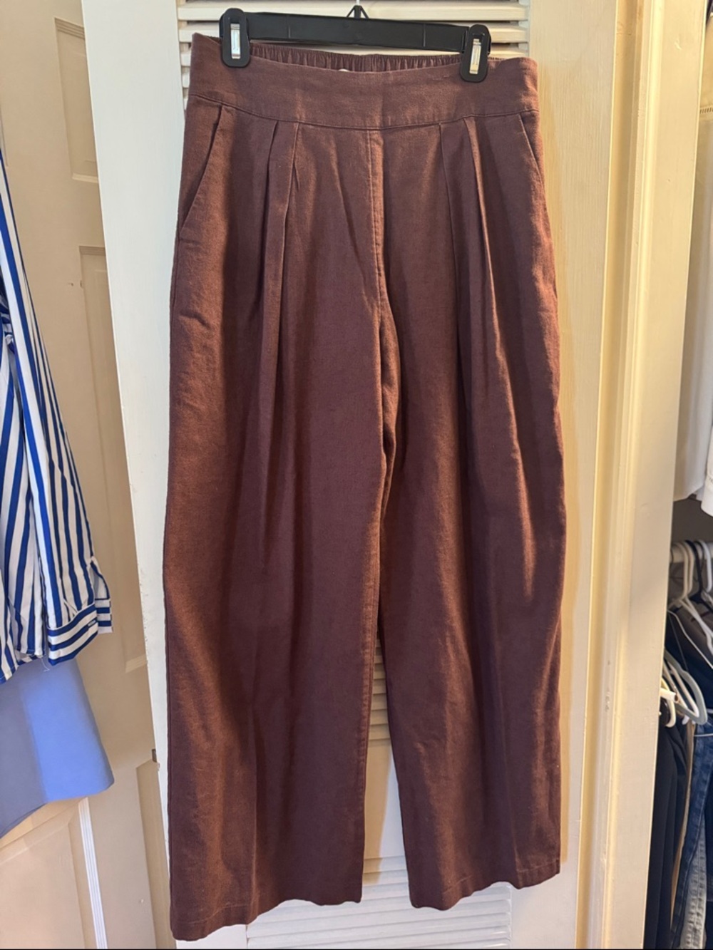 Abercrombie & Fitch brown linen blend  Elastic Waist Pants